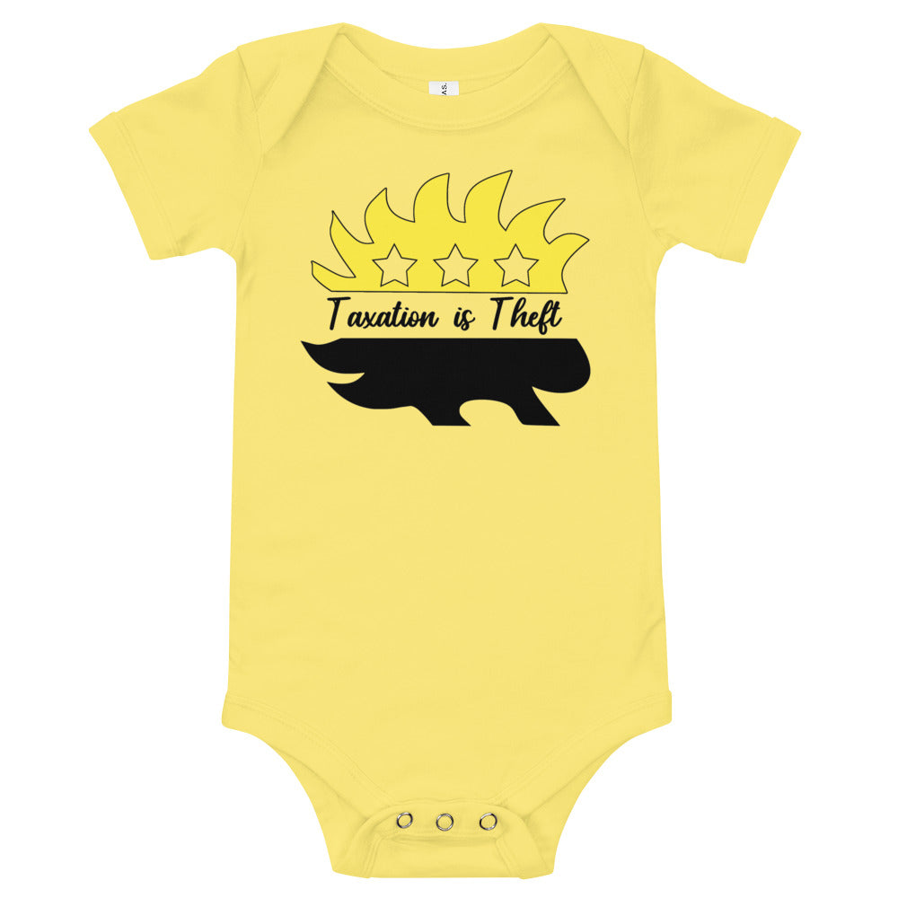 Taxation is Theft Porcupine Baby short sleeve one piece - Proud Libertarian - Rachael Revolution