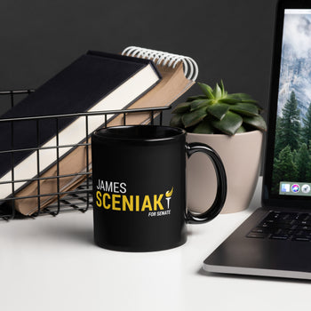 Sceniak for Senate Black Glossy Mug - Proud Libertarian - Sceniak for Senate