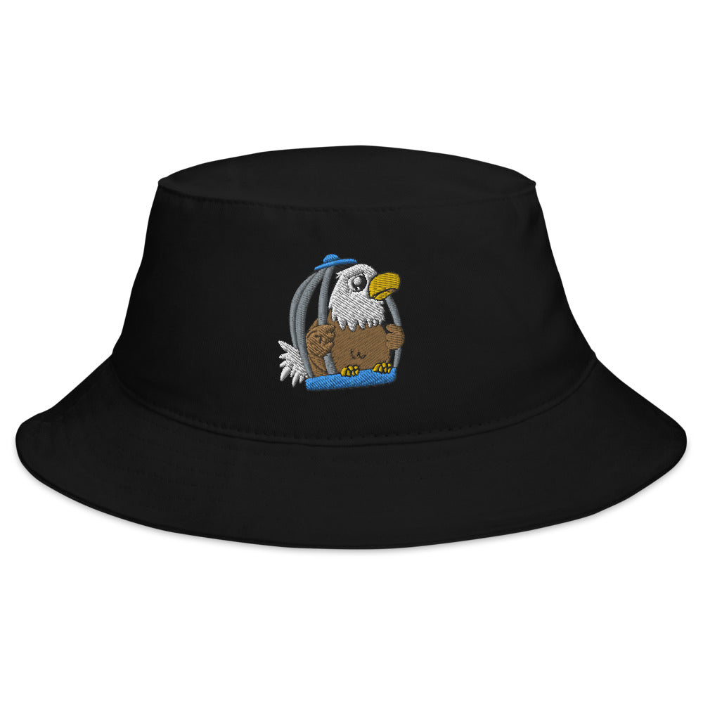 Caged Freedom Cartoon Bucket Hat - Proud Libertarian - Cartoons of Liberty