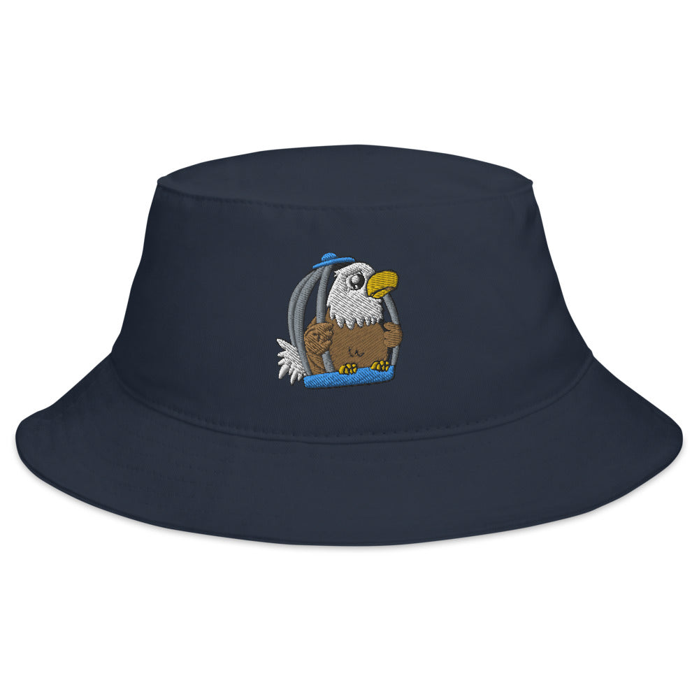 Caged Freedom Cartoon Bucket Hat - Proud Libertarian - Cartoons of Liberty