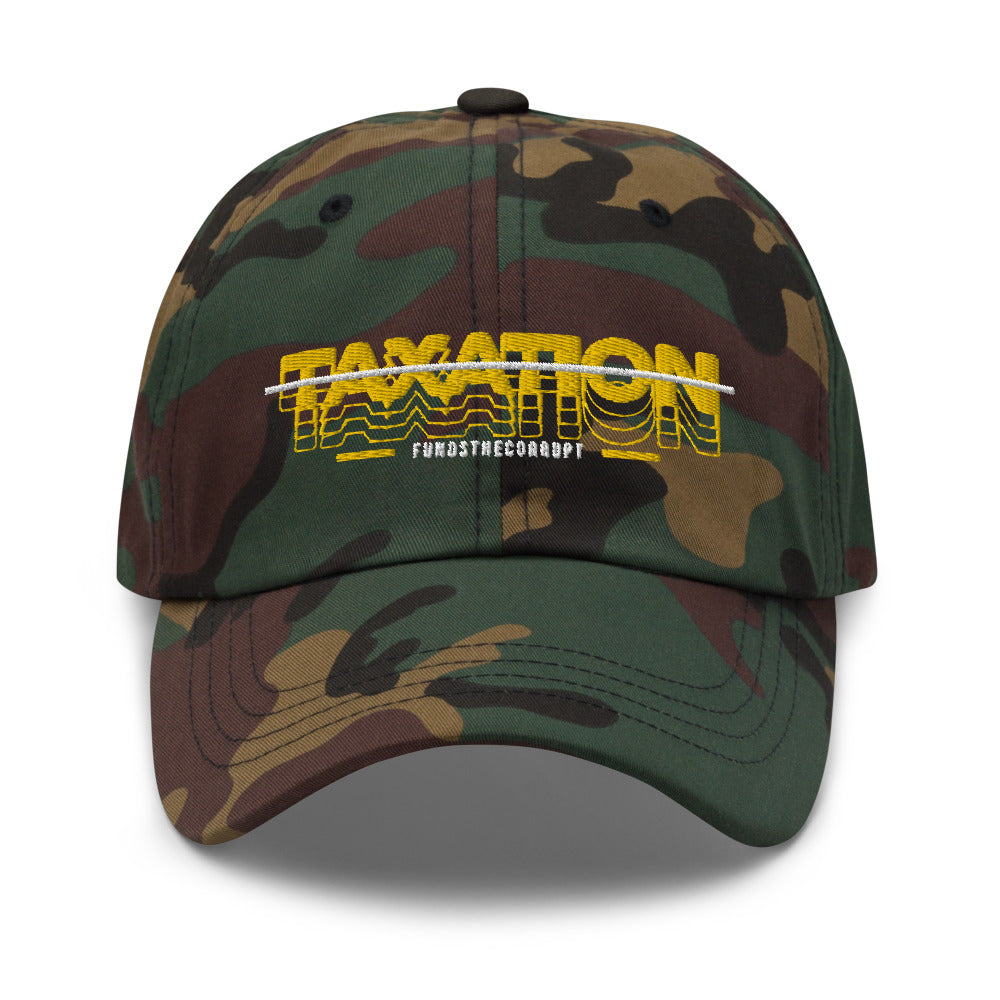 Taxation Funds the Corrupt Dad hat - Proud Libertarian - Proud Libertarian