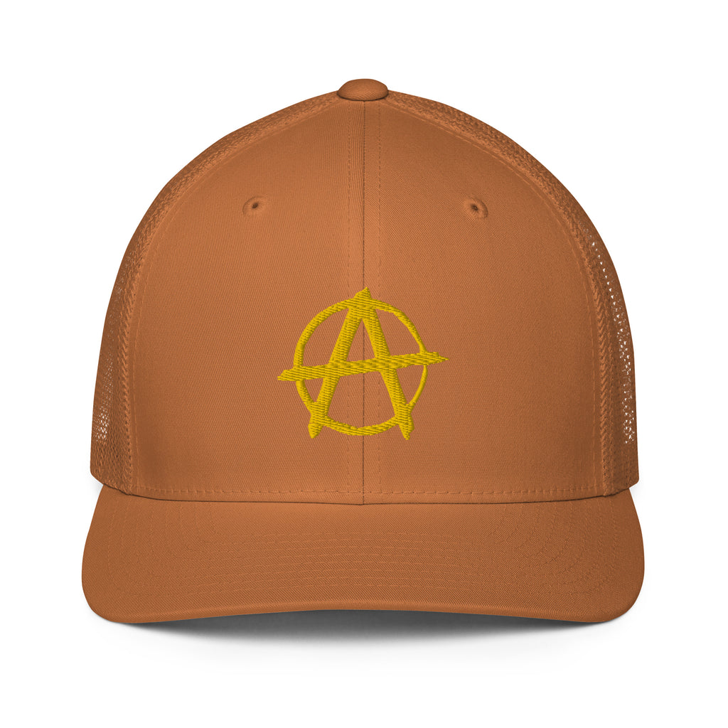 Ancap Anarchy Anarchocapitalism Black & Yellow Closed-back trucker cap - Proud Libertarian - Proud Libertarian