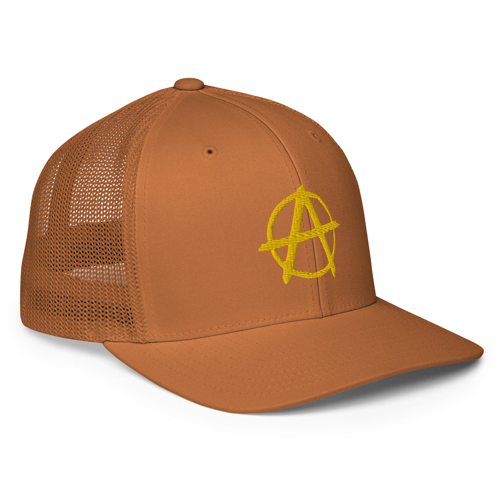 Ancap Anarchy Anarchocapitalism Black & Yellow Closed-back trucker cap - Proud Libertarian - Proud Libertarian