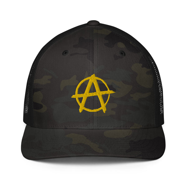 Ancap Anarchy Anarchocapitalism Black & Yellow Closed-back trucker cap - Proud Libertarian - Proud Libertarian