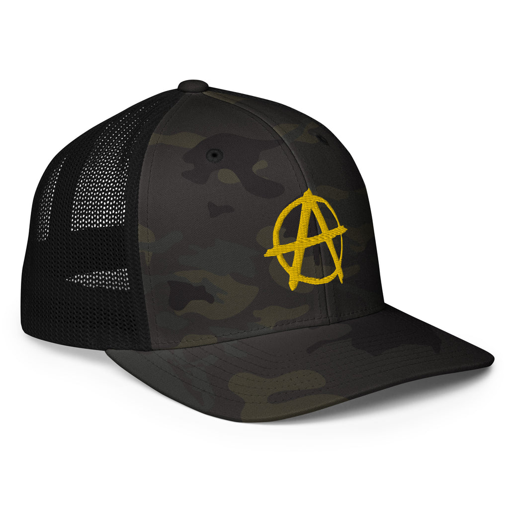 Ancap Anarchy Anarchocapitalism Black & Yellow Closed-back trucker cap - Proud Libertarian - Proud Libertarian