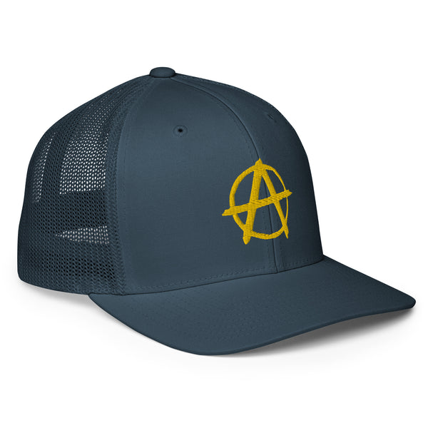 Ancap Anarchy Anarchocapitalism Black & Yellow Closed-back trucker cap - Proud Libertarian - Proud Libertarian