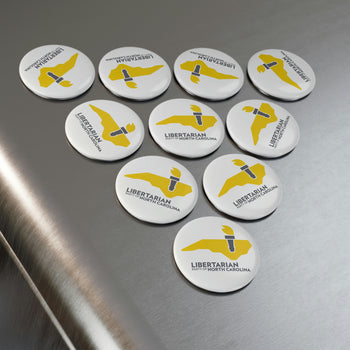 LPNC Button Magnet, Round (1 & 10 pcs) - Proud Libertarian - Libertarian Party of North Carolina