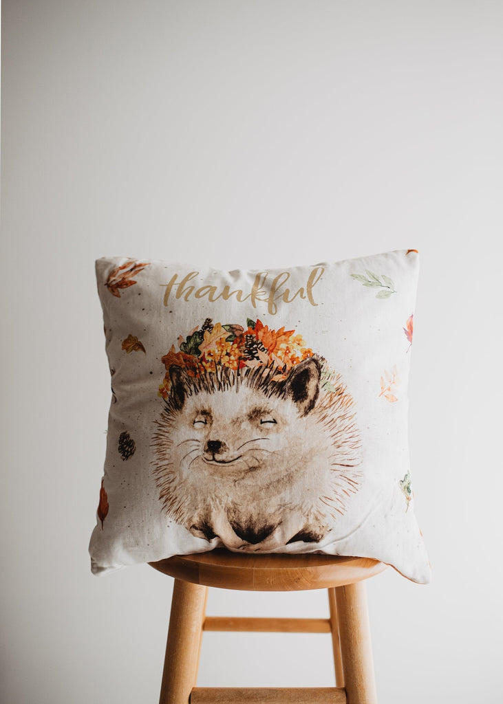 Thankful Hedgehog Pillow Cover | 16x16 Throw Pillow Thanksgiving Décor | Farmhouse Pillows | Country Decor | Fall Throw Pillows | Gift by UniikPillows - Proud Libertarian - UniikPillows