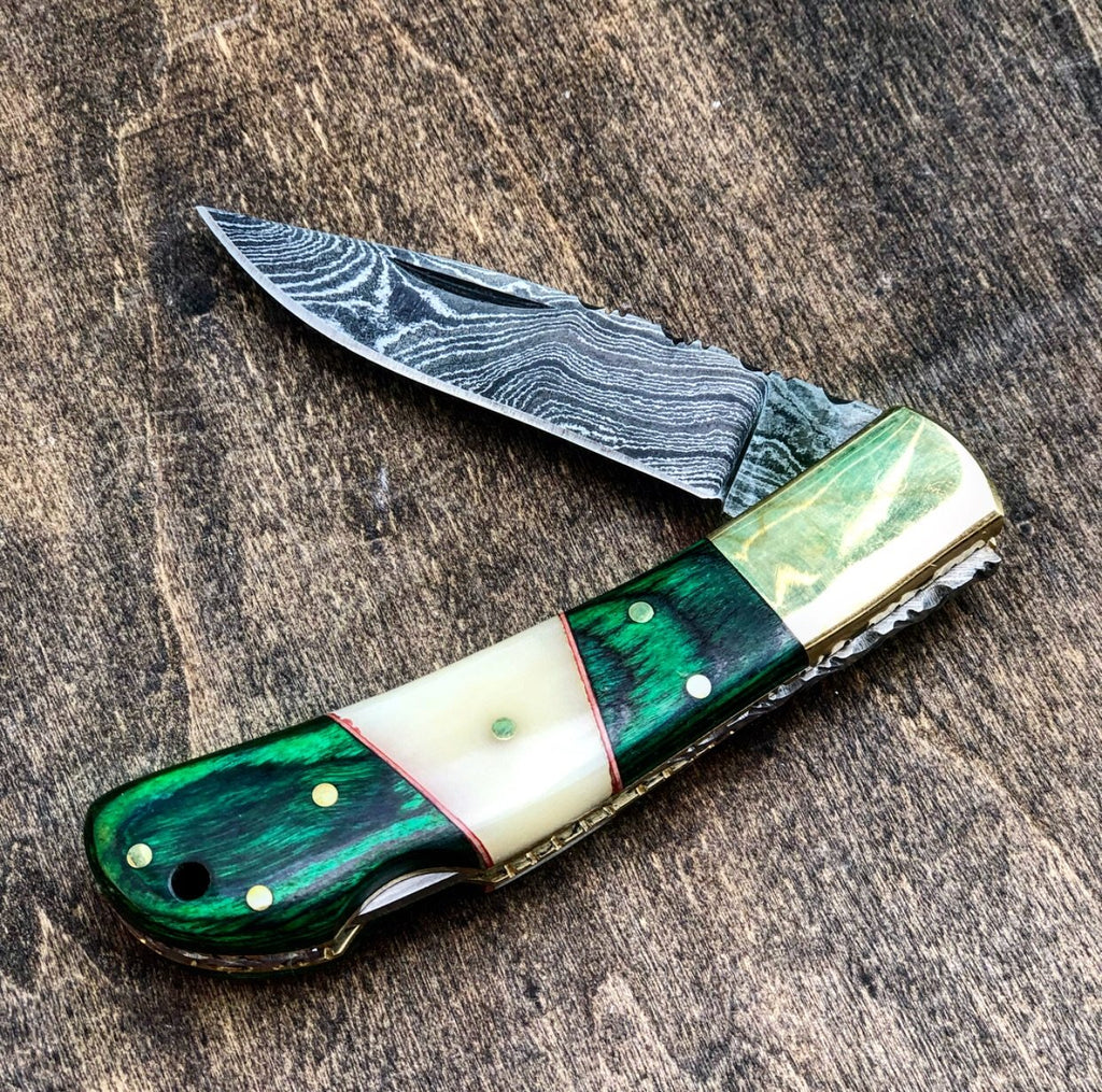 Damascus Folder Pocket Knife- VG 51 - Proud Libertarian - Vintage Gentlemen