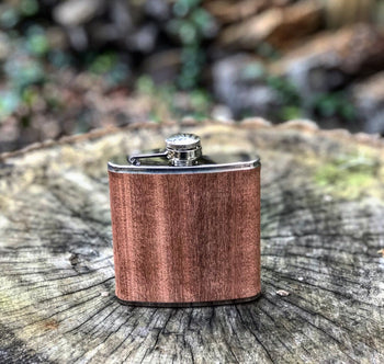 Sapele Wood Wrapped Flask- 6 oz by Vintage Gentlemen - Proud Libertarian - Vintage Gentlemen