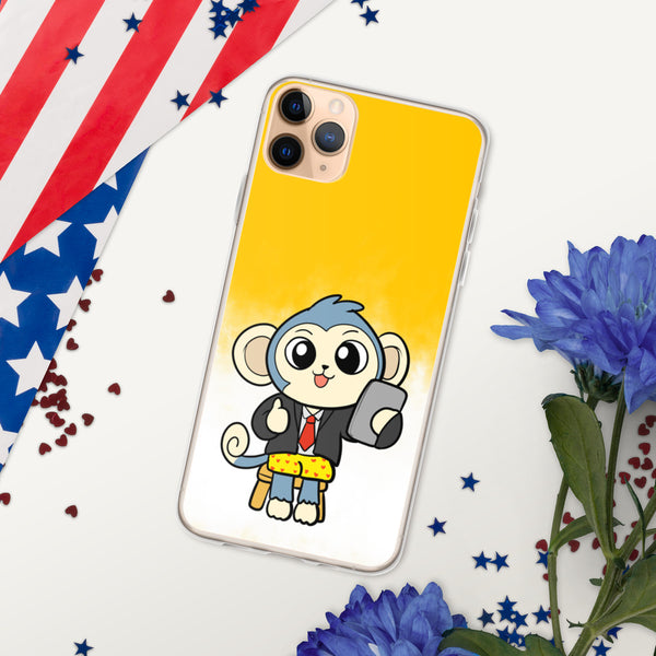 Liberty at Work from Home Cartoon Monkey iPhone Case - Proud Libertarian - Cartoons of Liberty