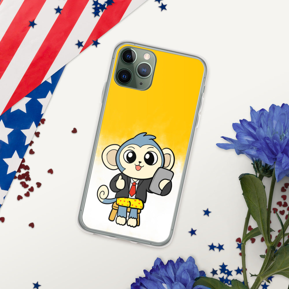 Liberty at Work from Home Cartoon Monkey iPhone Case - Proud Libertarian - Cartoons of Liberty