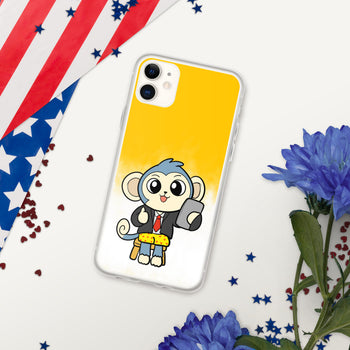 Liberty at Work from Home Cartoon Monkey iPhone Case - Proud Libertarian - Cartoons of Liberty