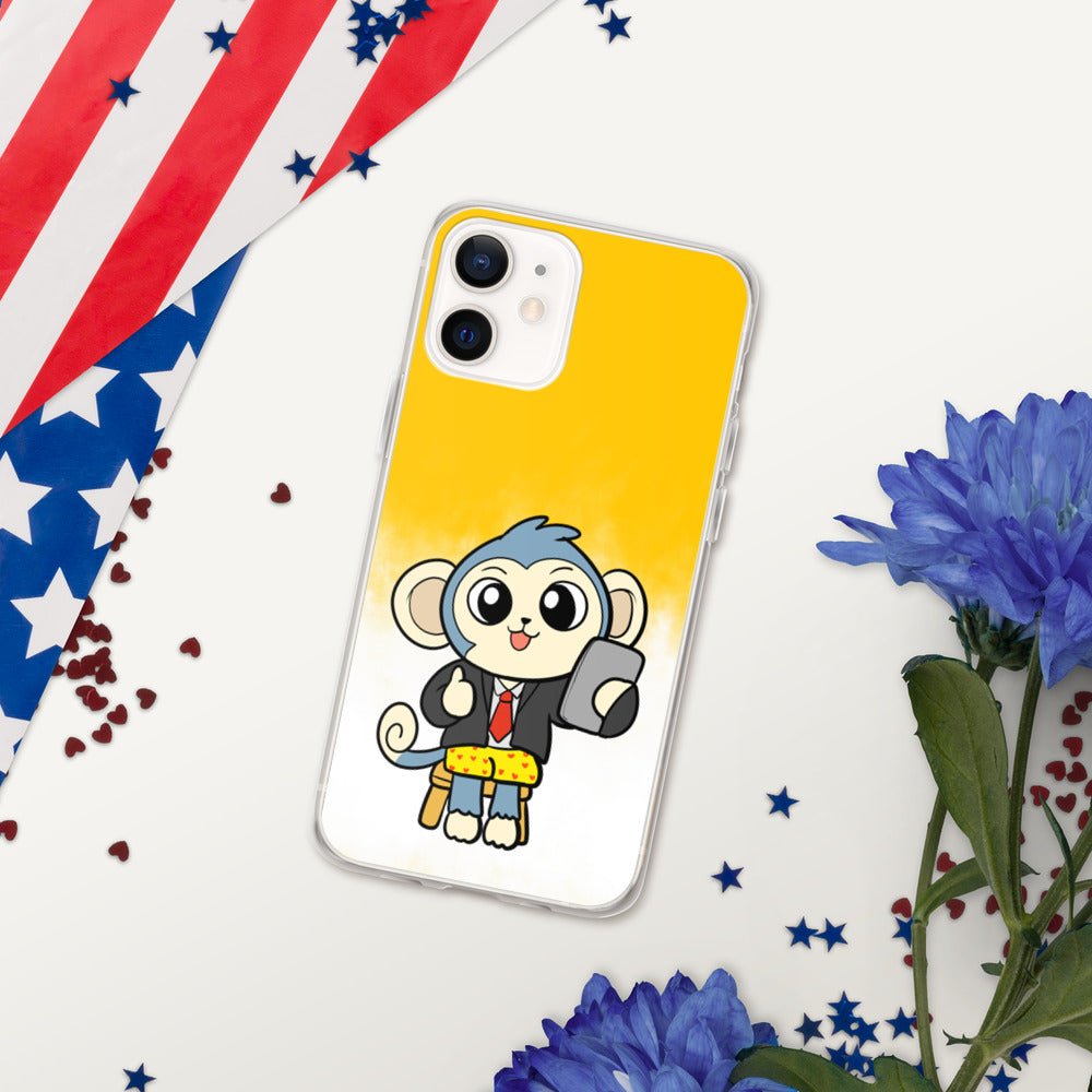 Liberty at Work from Home Cartoon Monkey iPhone Case - Proud Libertarian - Cartoons of Liberty