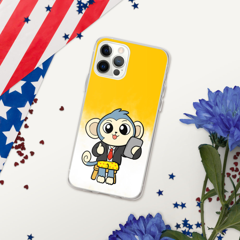 Liberty at Work from Home Cartoon Monkey iPhone Case - Proud Libertarian - Cartoons of Liberty