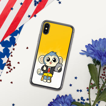 Liberty at Work from Home Cartoon Monkey iPhone Case - Proud Libertarian - Cartoons of Liberty