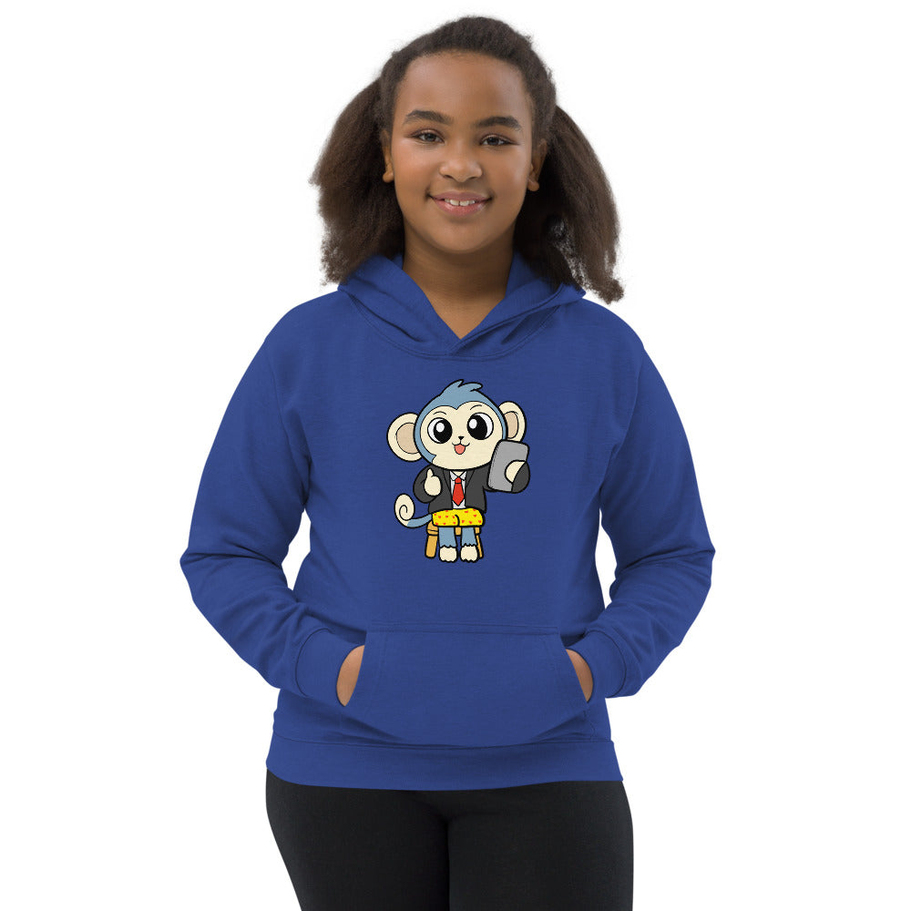 Liberty at Home (School) Cartoon Monkey Kids Hoodie - Proud Libertarian - Cartoons of Liberty