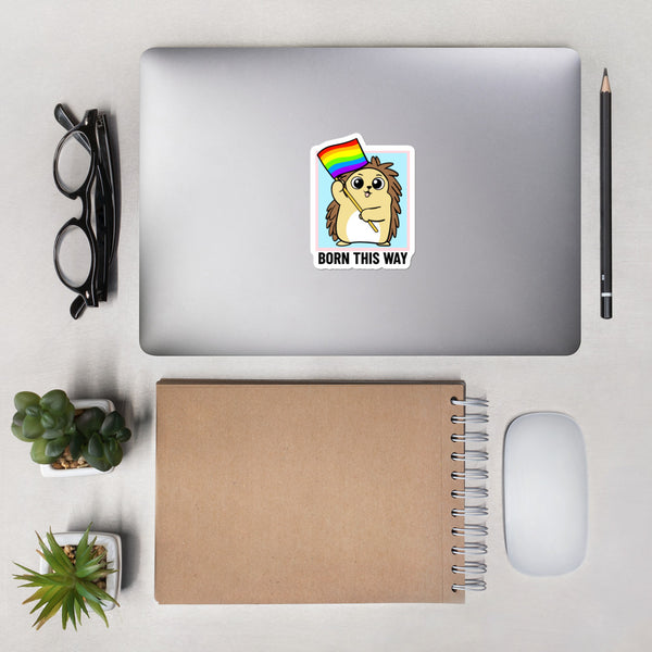 Born this Way LGBT Pride Cartoon Porcupine Bubble-free stickers - Proud Libertarian - Cartoons of Liberty