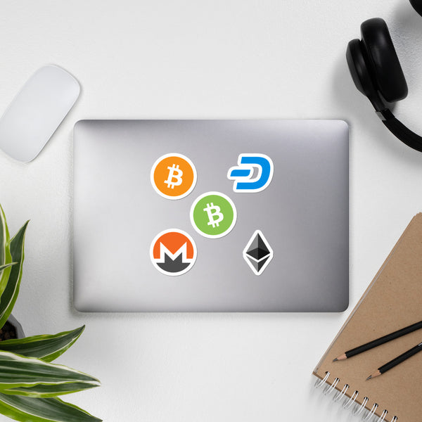 Cryptocurrency (Bitcoin, Ethereum, Bitcoin Cash, Monero, Dash) Bubble-free stickers - Proud Libertarian - Proud Libertarian