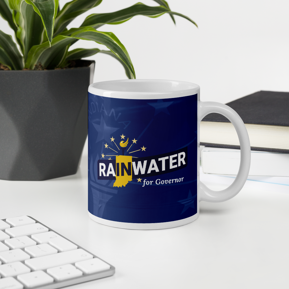 Rainwater for Indiana - Liberty is Essential Mug - Proud Libertarian - Donald Rainwater