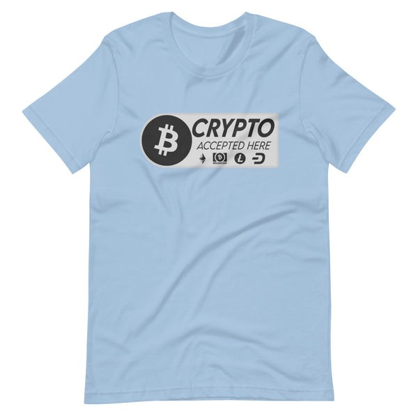 Crypto Accepted Here Short-Sleeve Unisex T-Shirt - Proud Libertarian - Libertarian Frontier