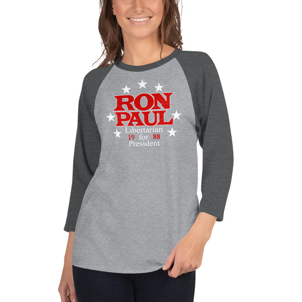 Ron Paul for President 3/4 sleeve raglan shirt - Proud Libertarian - Libertarian Frontier