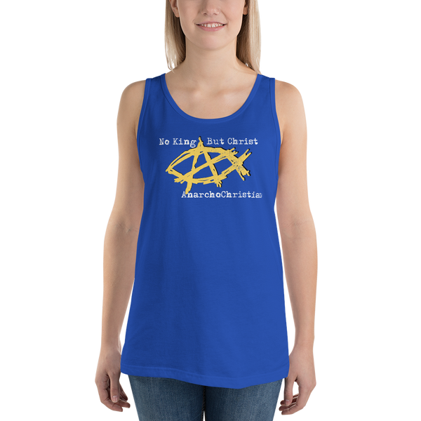 AnarchoChristian No King But Christ - Anarchist Jesus Fish Tank Top Tank Top - Proud Libertarian - AnarchoChristian