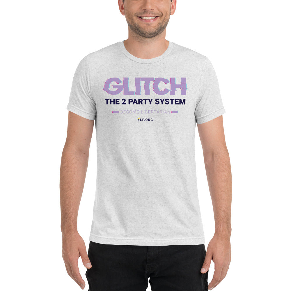 Glitch the Two Party System Tri-Blend Unisex Shirt - Proud Libertarian - Pirate Smile