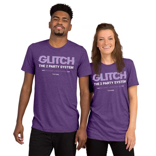 Glitch the Two Party System Tri-Blend Unisex Shirt - Proud Libertarian - Pirate Smile