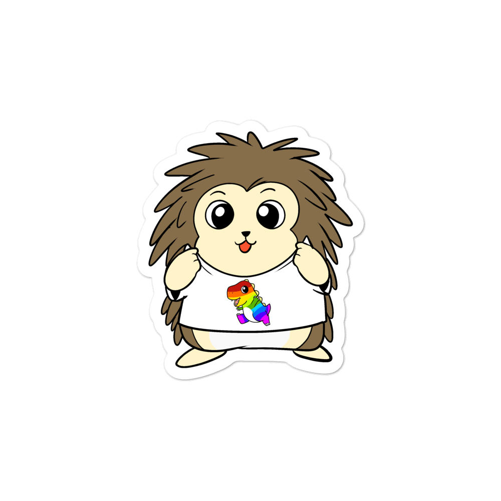 LGBTQ Tyrannosaurus Rex Cartoon Porcupine - Bubble-free stickers - Proud Libertarian - Cartoons of Liberty