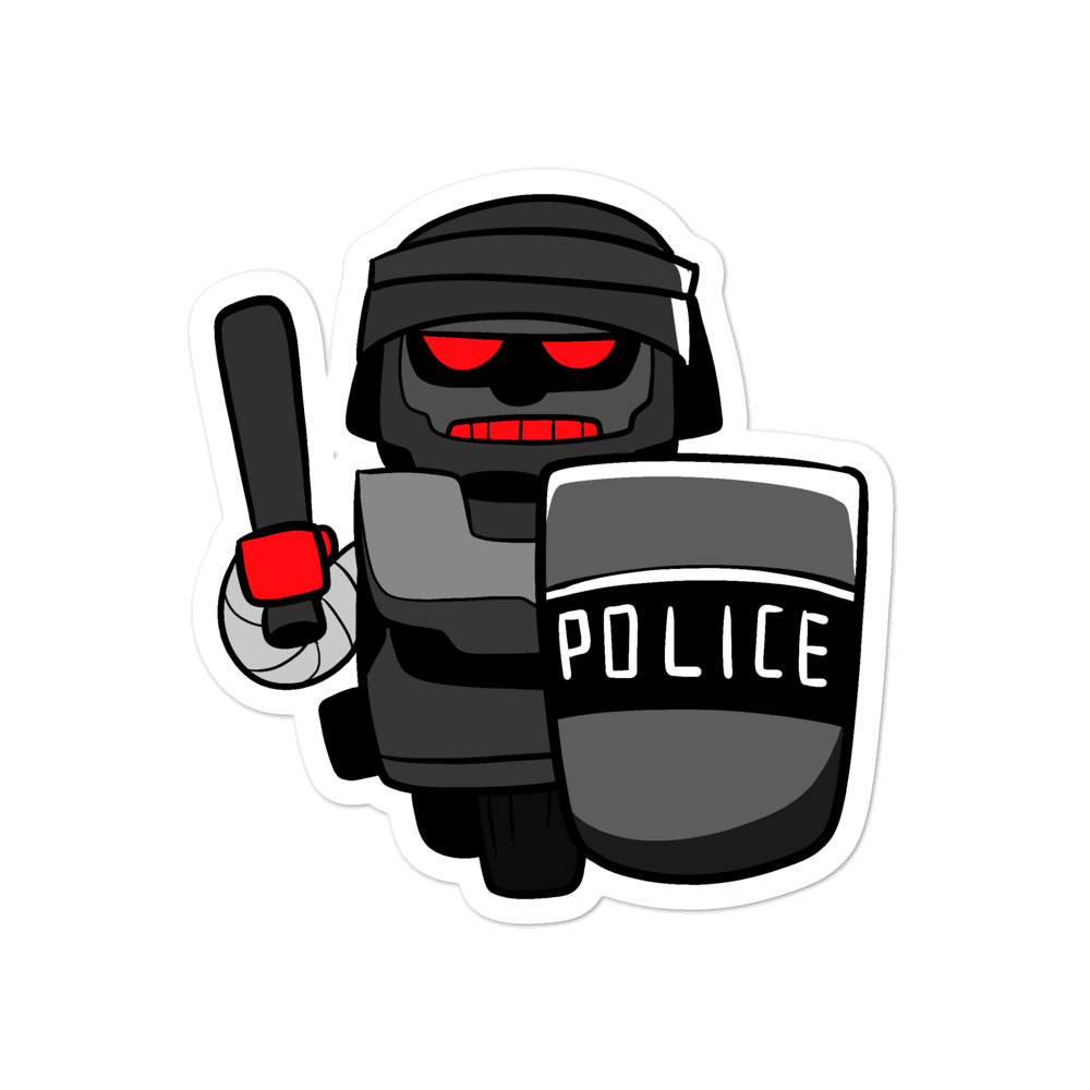 InHuman Police Robot Cartoon - Bubble-free stickers - Proud Libertarian - Cartoons of Liberty