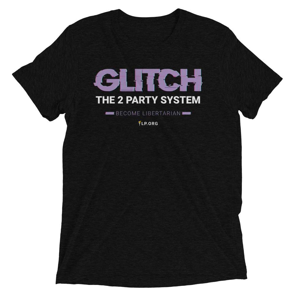 Glitch the Two Party System Tri-Blend Unisex Shirt - Proud Libertarian - Pirate Smile