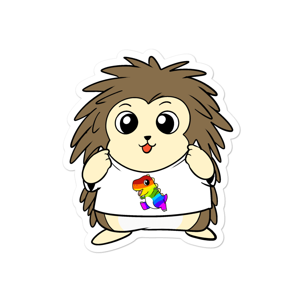 LGBTQ Tyrannosaurus Rex Cartoon Porcupine - Bubble-free stickers - Proud Libertarian - Cartoons of Liberty