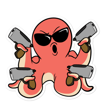 Second Amendment Octopus Cartoon - Bubble-free stickers - Proud Libertarian - Cartoons of Liberty