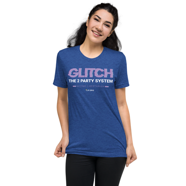 Glitch the Two Party System Tri-Blend Unisex Shirt - Proud Libertarian - Pirate Smile