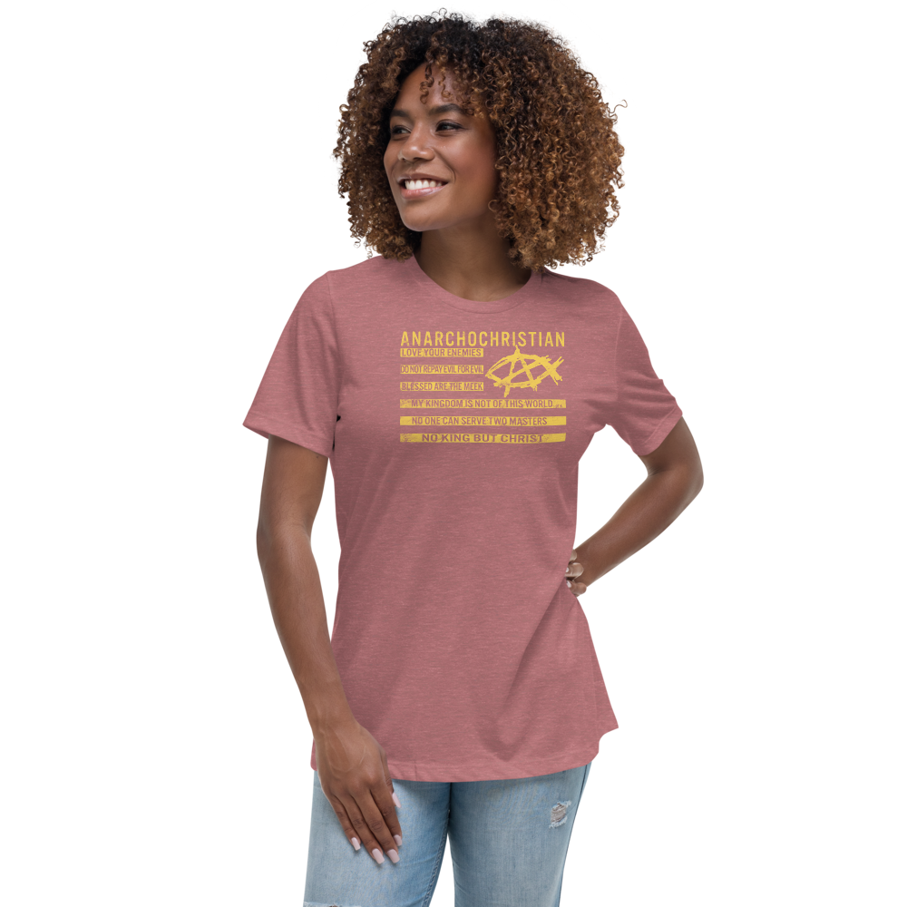 AnarchoChristian No King But Christ Christian Flag Women's Relaxed T-Shirt - Proud Libertarian - AnarchoChristian