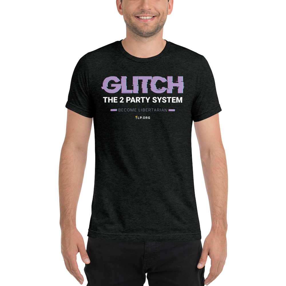 Glitch the Two Party System Tri-Blend Unisex Shirt - Proud Libertarian - Pirate Smile