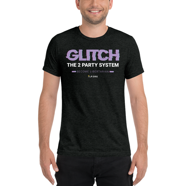 Glitch the Two Party System Tri-Blend Unisex Shirt - Proud Libertarian - Pirate Smile