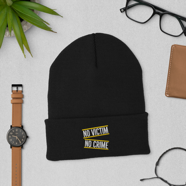 No Victim No Crime Cuffed Beanie - Proud Libertarian - Proud Libertarian