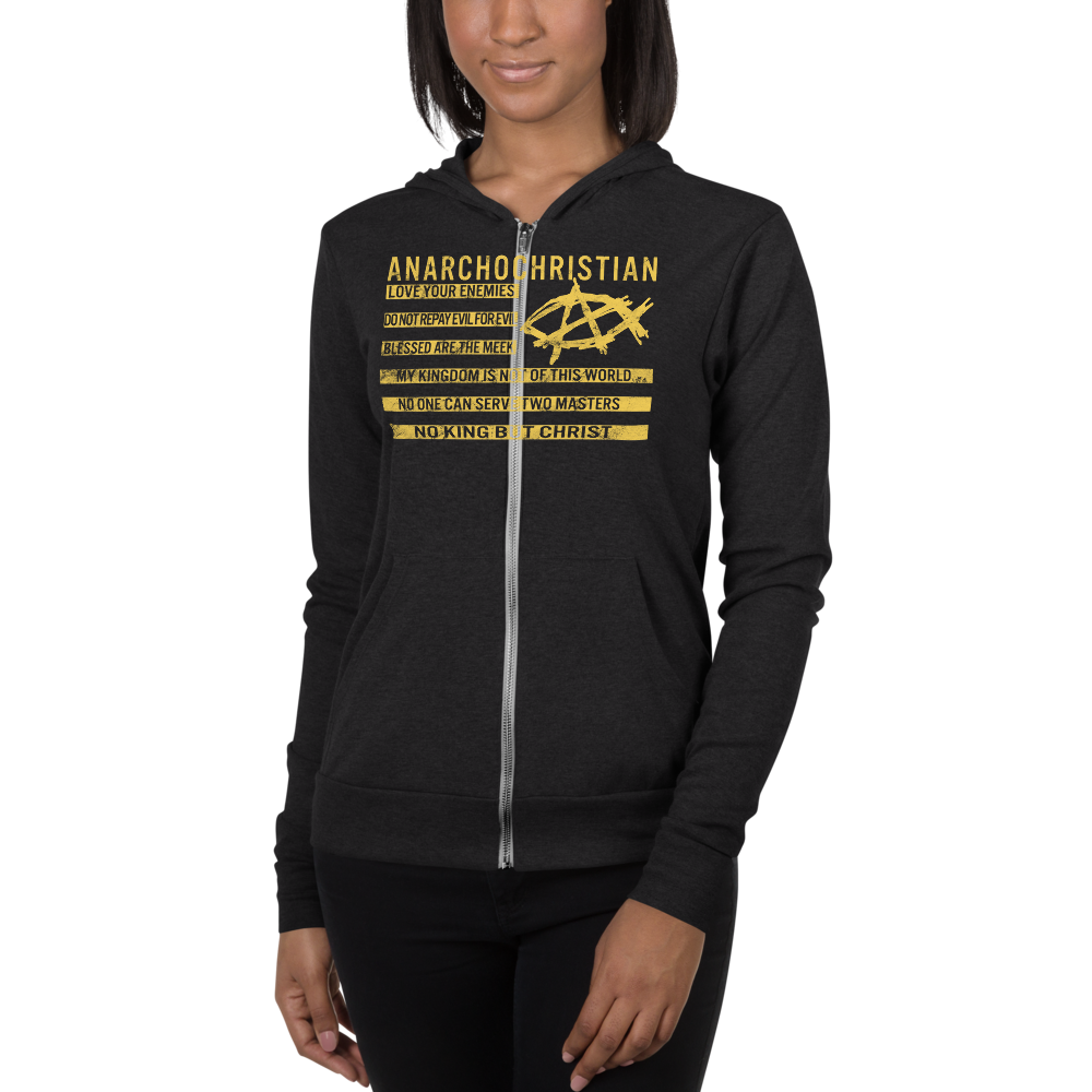 AnarchoChristian No King But Christ - Christian Flag Unisex zip hoodie - Proud Libertarian - AnarchoChristian