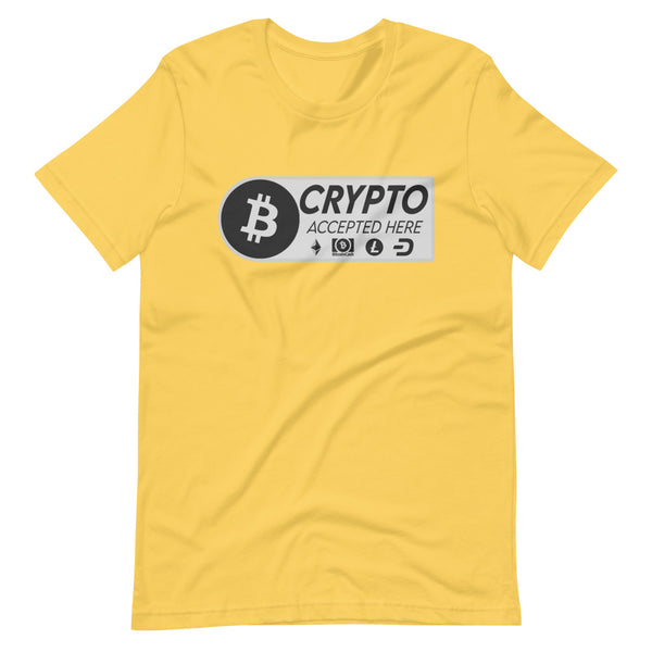 Crypto Accepted Here Short-Sleeve Unisex T-Shirt - Proud Libertarian - Libertarian Frontier