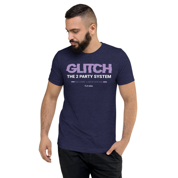 Glitch the Two Party System Tri-Blend Unisex Shirt - Proud Libertarian - Pirate Smile