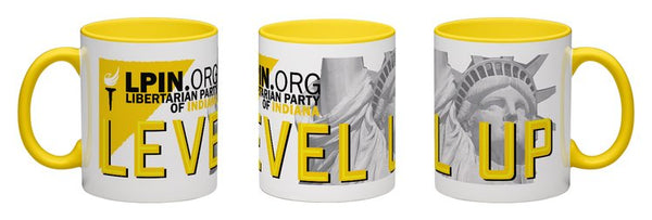 Level Up for Liberty LP Indiana Mug with Color Inside - Proud Libertarian - Libertarian Party of Indiana