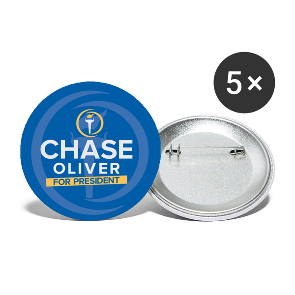 Chase Oliver for President Buttons large 2.2'' (5-pack) - white