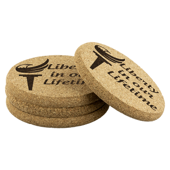 Liberty in Our Lifetime Alaska LP Cork Coasters - Proud Libertarian - Alaska Libertarian Party