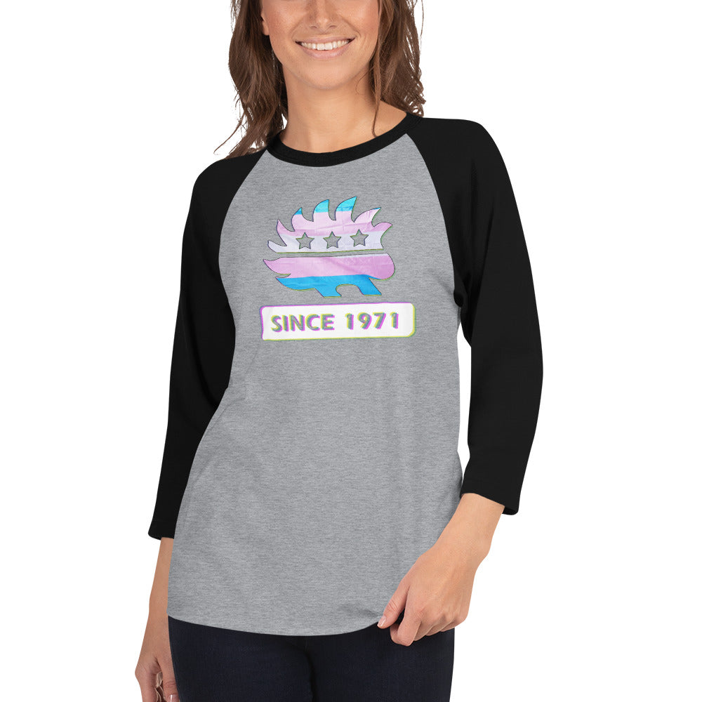 LGBTQ Porcupine Since 1971 3/4 sleeve raglan shirt - Proud Libertarian - Proud Libertarian