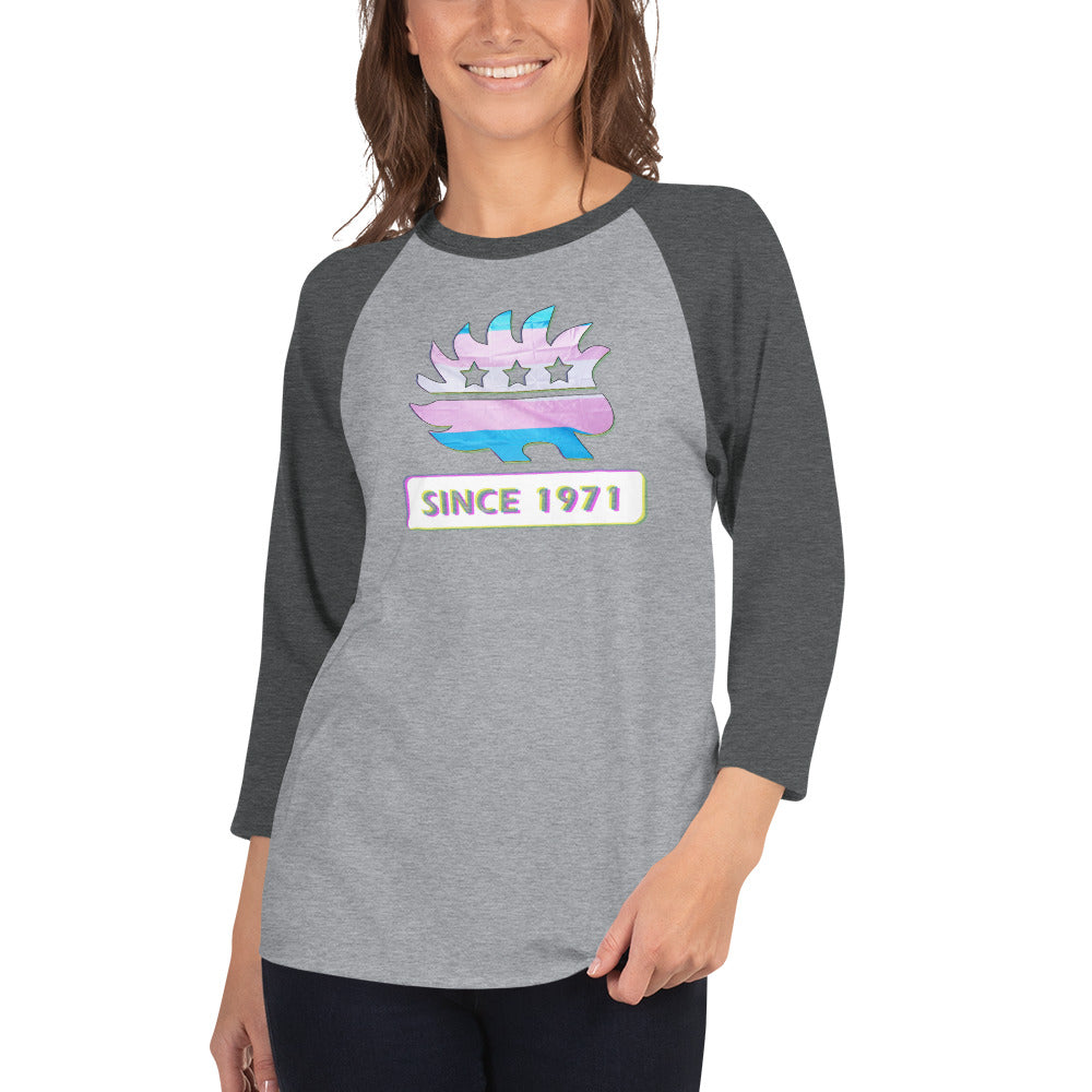 LGBTQ Porcupine Since 1971 3/4 sleeve raglan shirt - Proud Libertarian - Proud Libertarian