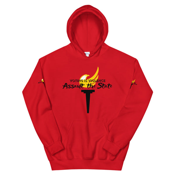 Voting is Violence - Assault the State Alaska LP Unisex Hoodie - Proud Libertarian - Alaska Libertarian Party