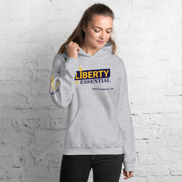 Liberty is Essential (logo) Unisex Hoodie - Proud Libertarian - Liberty is Essential