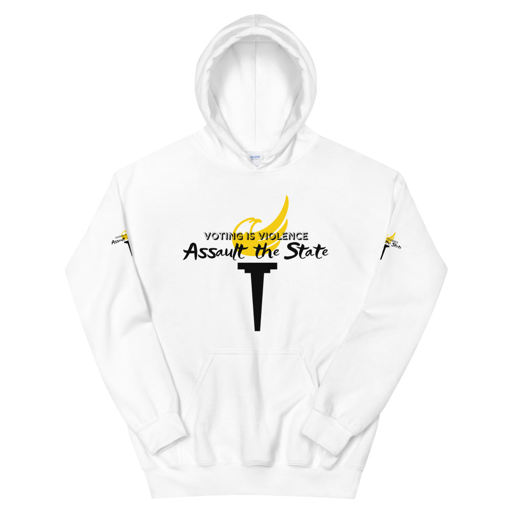 Voting is Violence - Assault the State Alaska LP Unisex Hoodie - Proud Libertarian - Alaska Libertarian Party